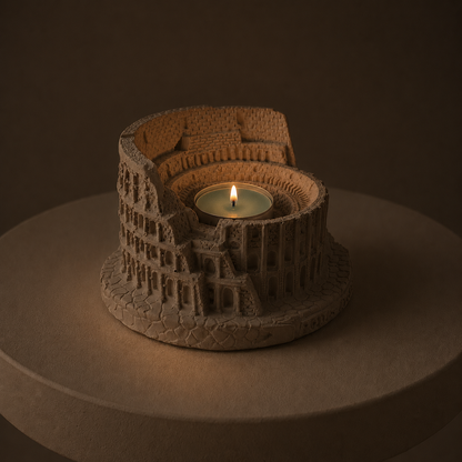 Colosseum Concrete Teal Light Candle Holder
